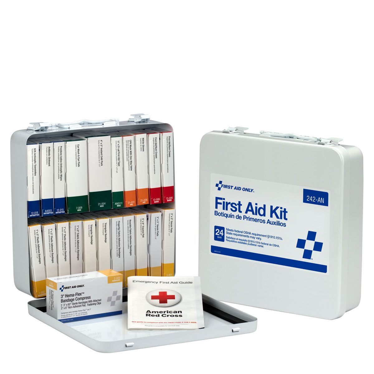 First Aid Only 24 Unit First Aid Kit Metal Case 242-AN First Aid Only 24 Unit First Aid Kit Metal Case 242-AN